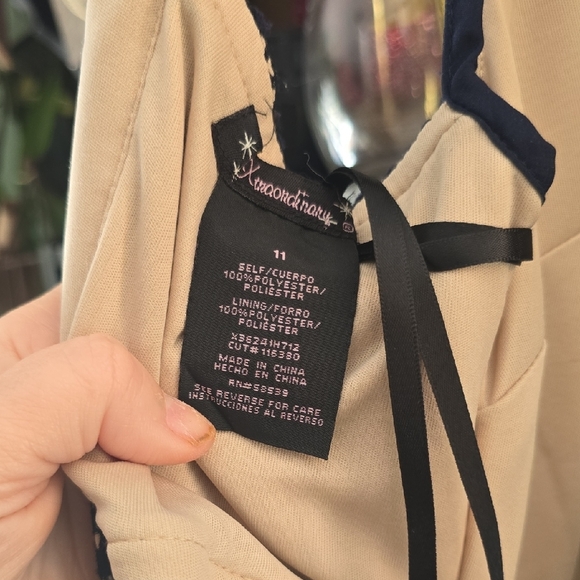 Xtraordinary Navy and Beige Lace Prom Dress - Picture 5 of 7